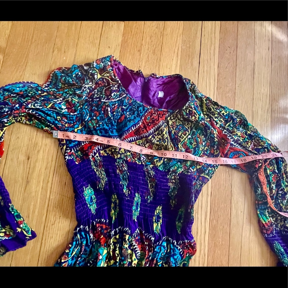 60s Vintage Hostess Set in Purple Paisley w Shirred Waist - Picture 10 of 13